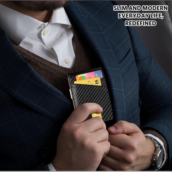 NEW Minimalist Wallet for Men Slim Leather Bifold  RFID Blocking Money Clip - Picture 6 of 7